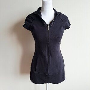 Bebe Sport Black Sequin Dress with Hoodie Size S